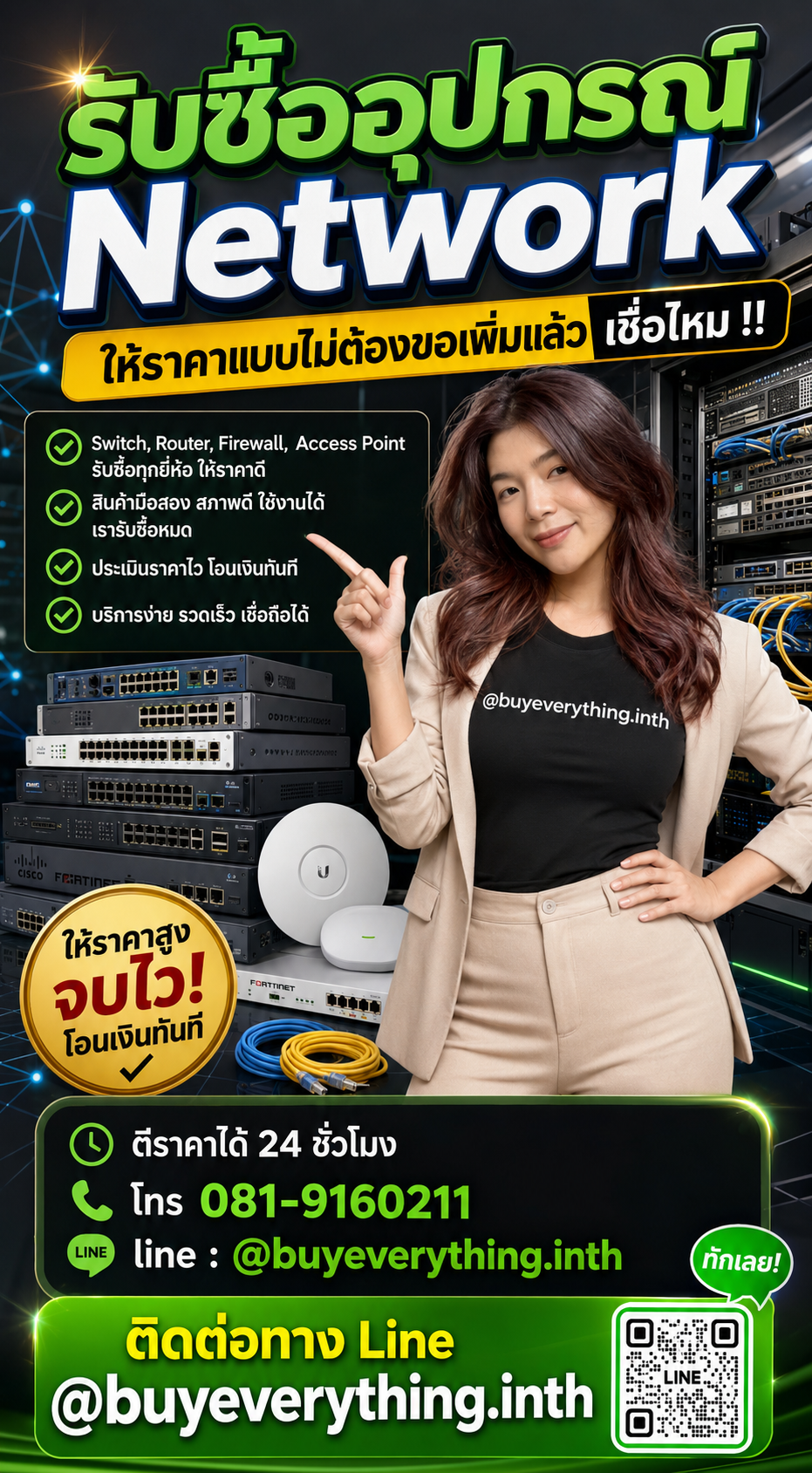 รับซื้ออุปกรณ์ Network ให้ราคาดี buyeverything.in.th Line @buyeverything.inth
