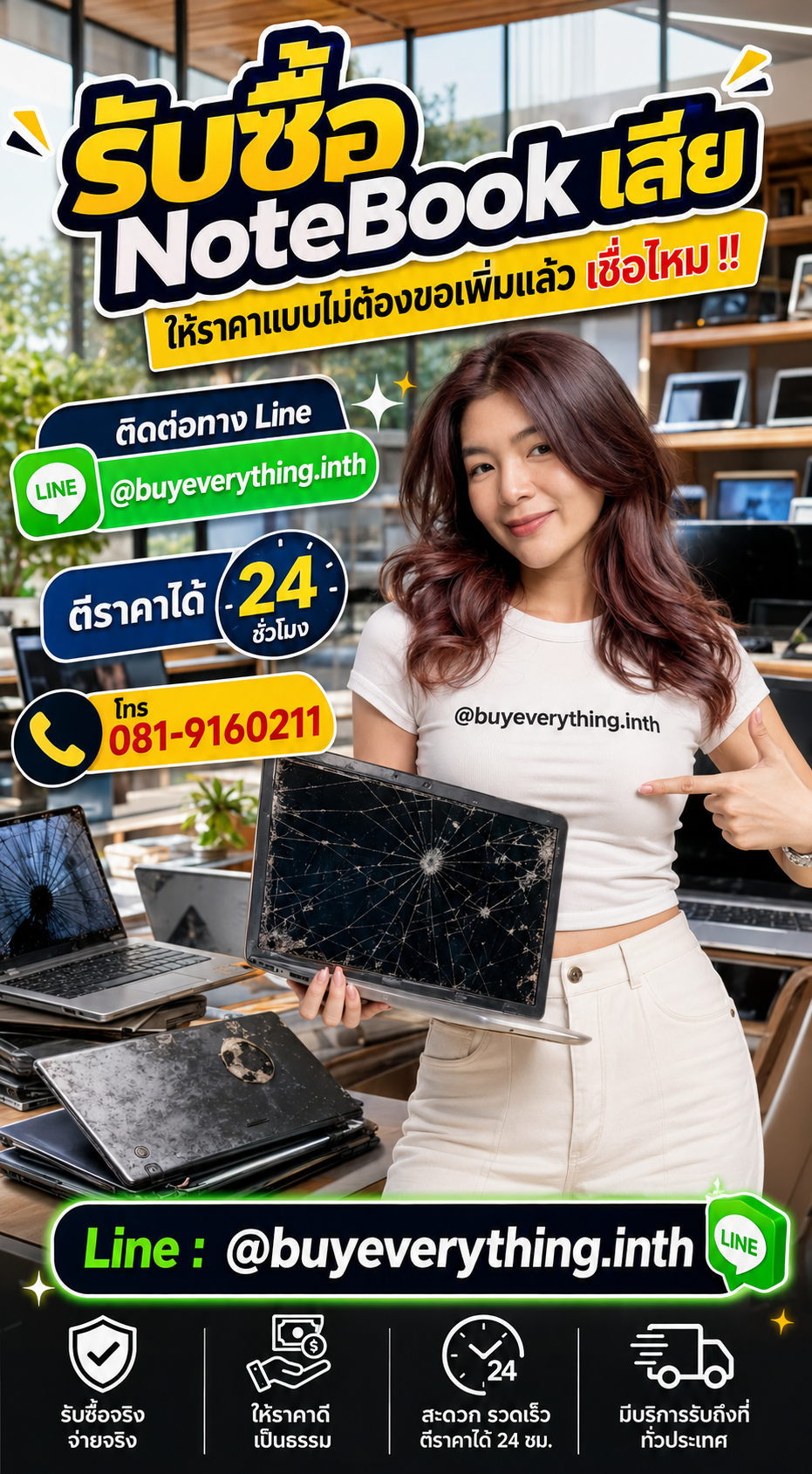 รับซื้อ NoteBook เสีย ให้ราคาดี buyeverything.in.th Line @buyeverything.inth