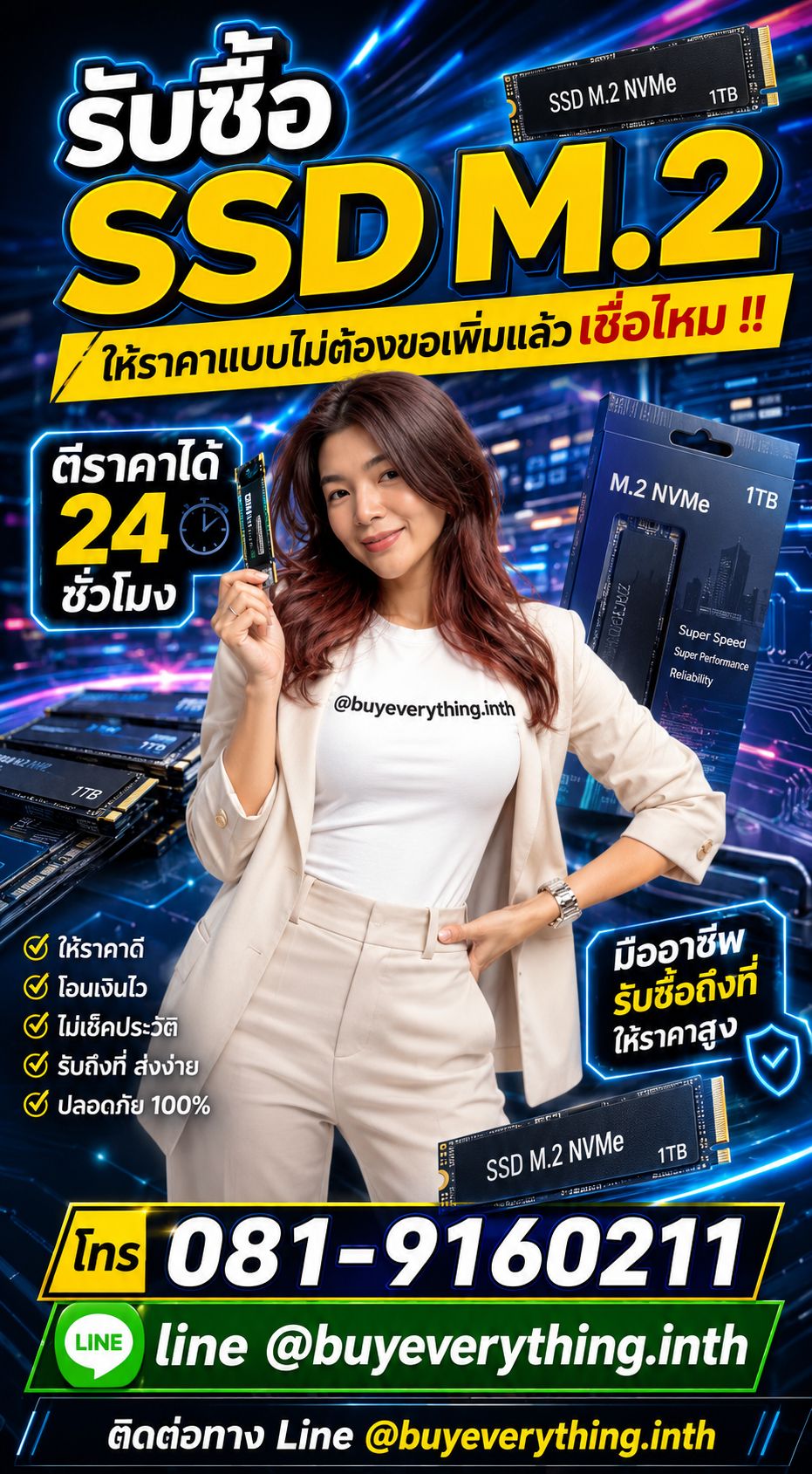 รับซื้อ SSD M.2 ให้ราคาดี buyeverything.in.th Line @buyeverything.inth